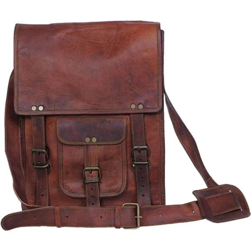 Leather 11 Inch Sturdy Leather satcel Ipad Messenger Bag for Men and Women